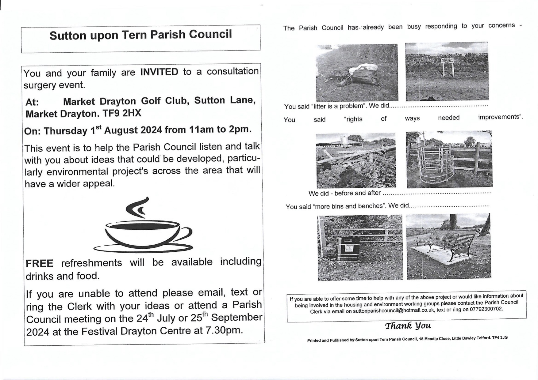 Sutton Upon Tern Parish Council Parish Surgery