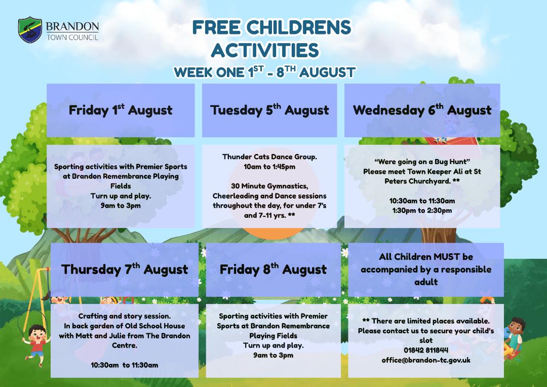 Friday 1st August to Friday 8th August
