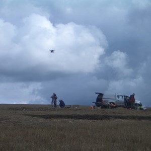 Keith taking some useful overhead shots of the site using a hexicopter