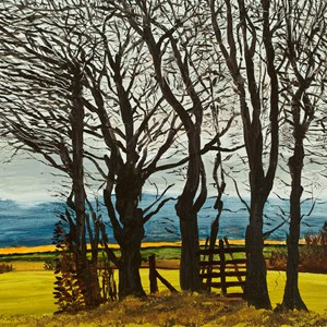 Trees at duck oil on board SOLD