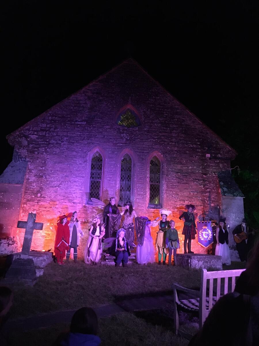Hay Theatre's production of "A Midsummer Night's Dream" in Cusop Churchyard
