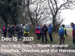Jeanne & Terry's 'Roam around Freefolkk, Overton and the Harroway' – Dec 15 – 2021. – Taking a break to look around. ©EH