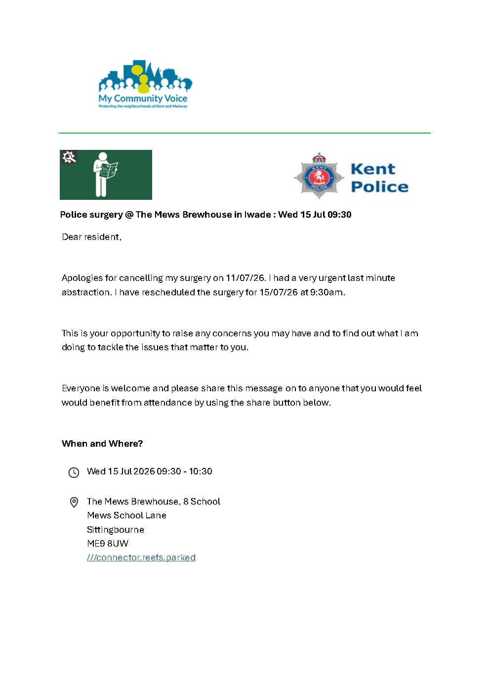 Iwade Parish Council Drop in Surgeries