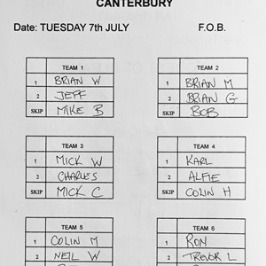 Boughton-Under-Blean Bowls Club Team selections