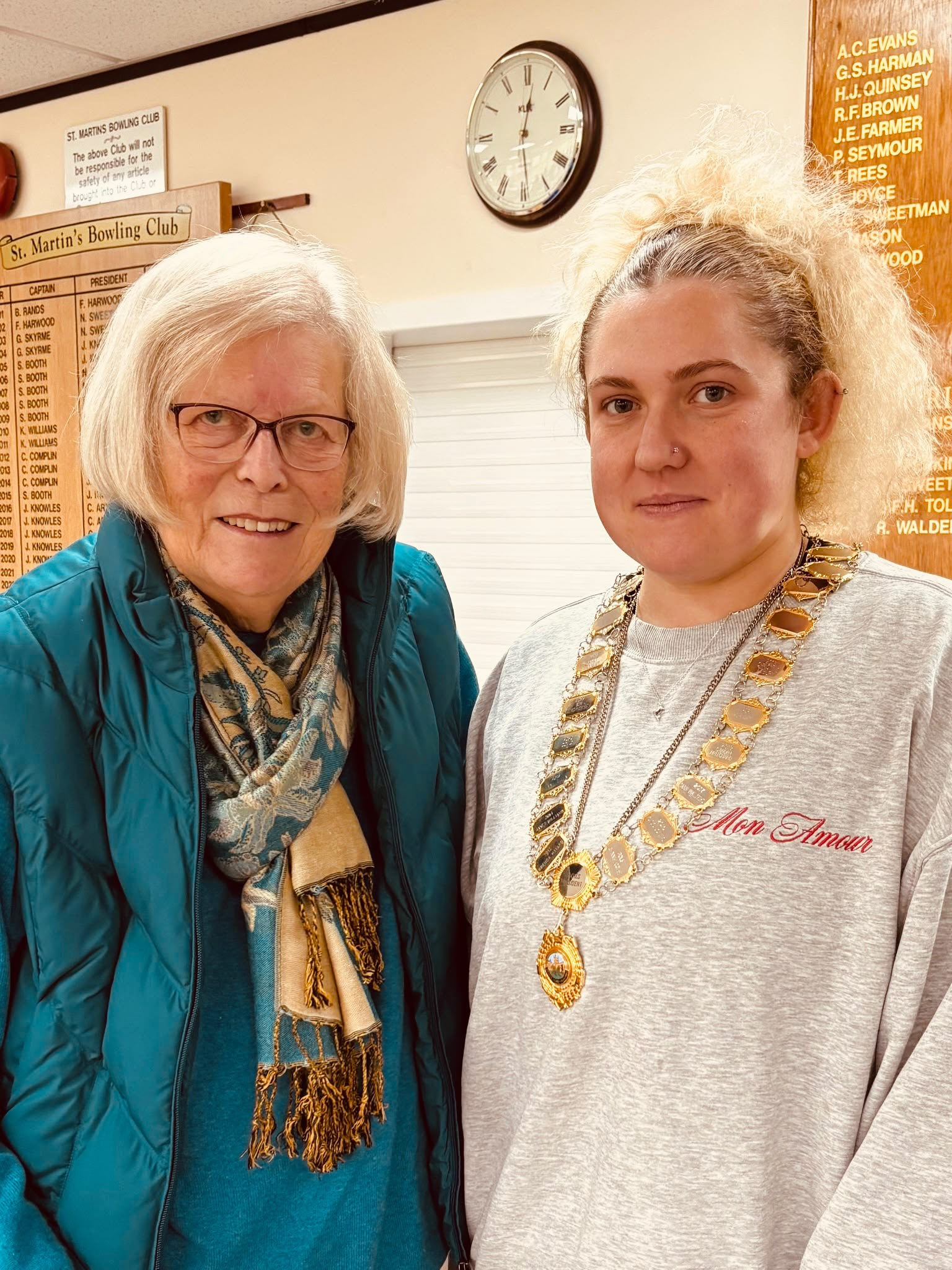 Marcia Gwynne, 2026 President, with 2027 President Keri Palmer