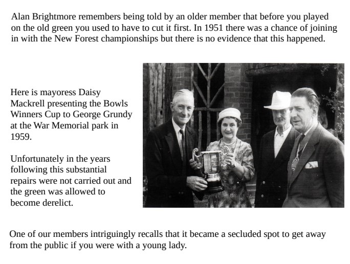 Romsey Bowling Club Club History
