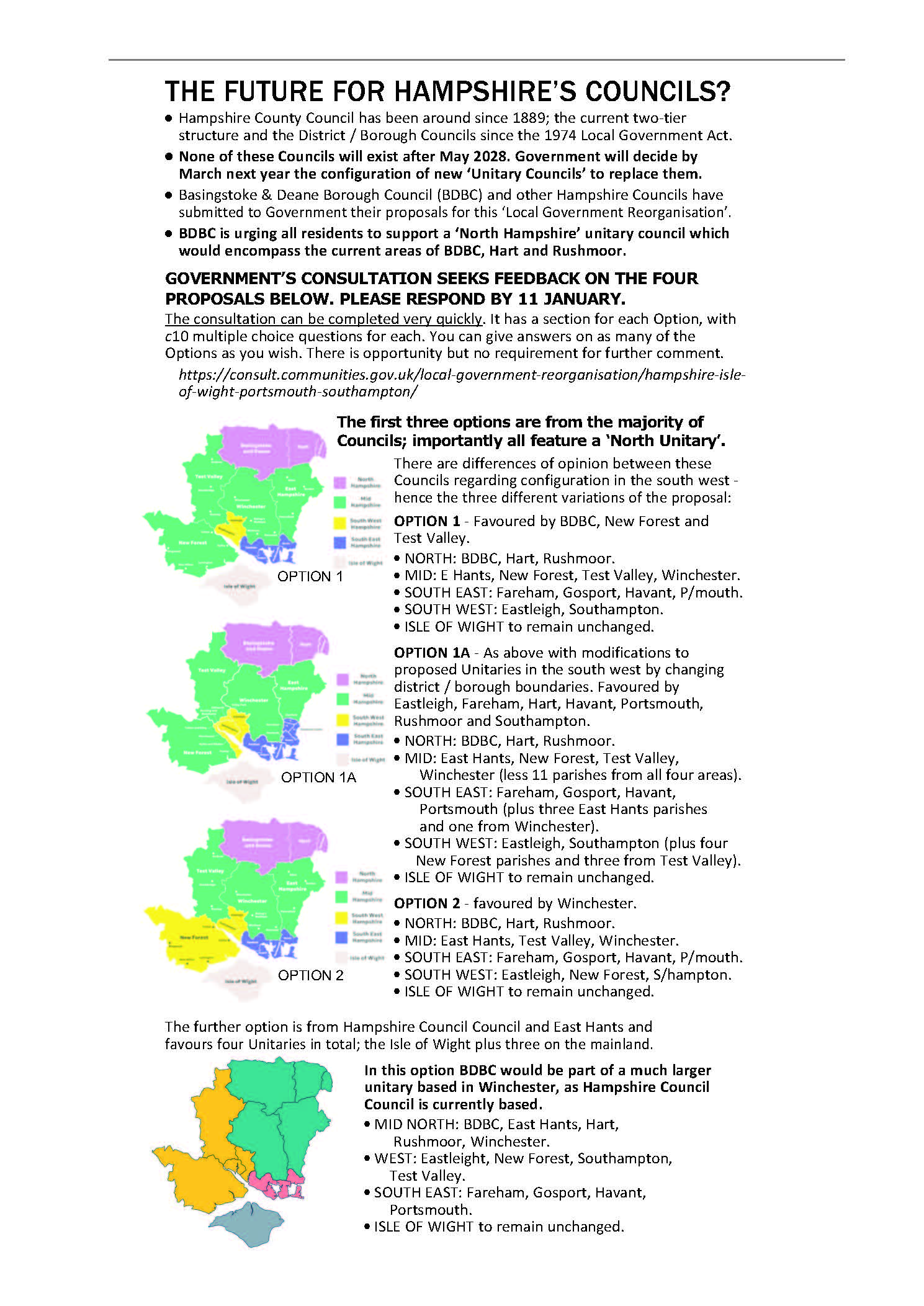 Cliddesden Parish Council Local Gov Reorganisation