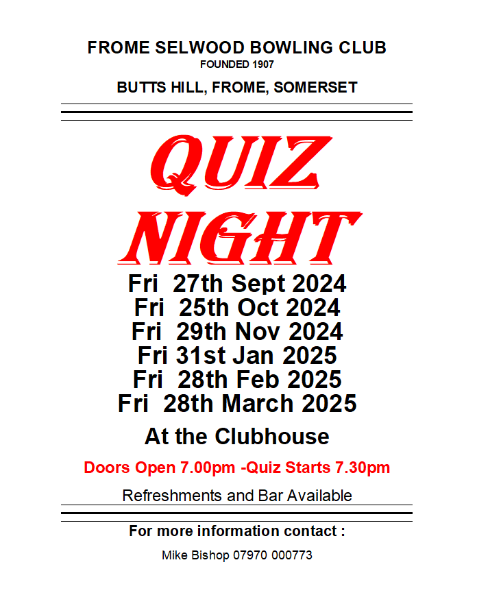 Frome Selwood Bowling Club Winter Social Activity