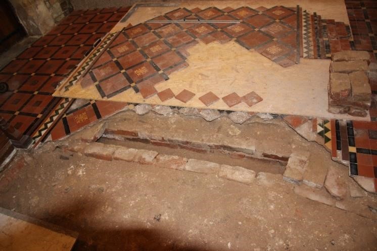 Tiles in The Chancel under repair