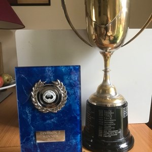 Shire Park Yellows Trophies for Winning Division 2 of Welwyn Hatfield League 2022