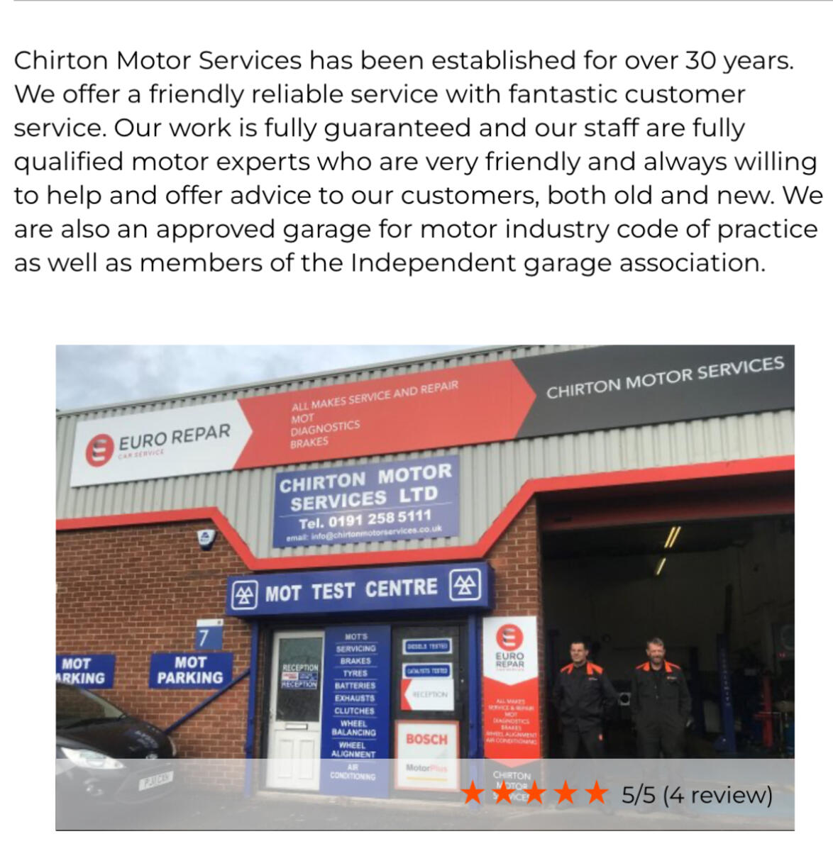 Tap on this image to go straight to Chirton Motor Services