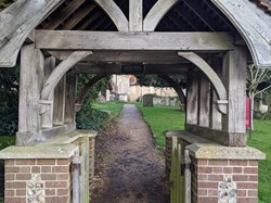 St Peter's Church lychgate, January 2021.  Credit: Kate Walbyoff