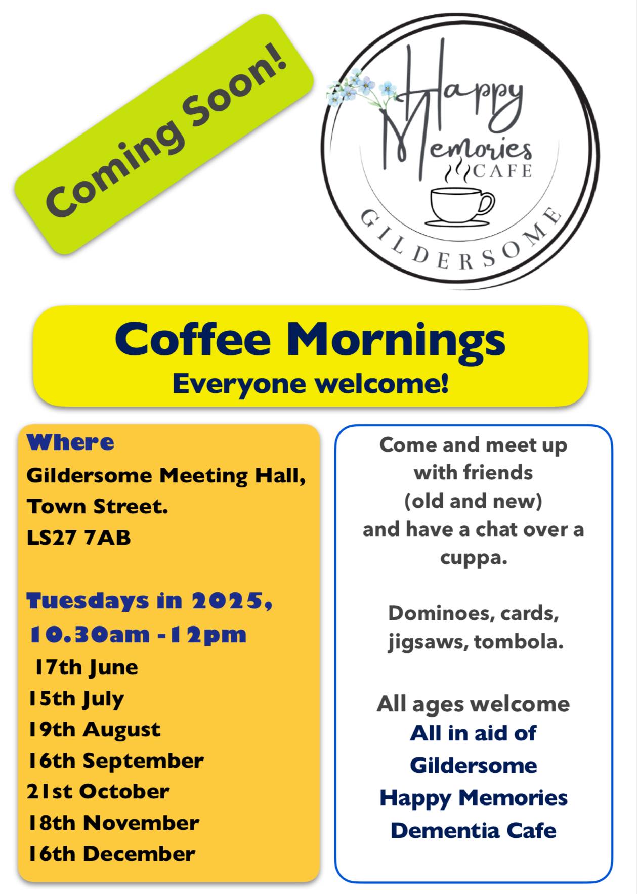 Gildersome Happy Memories Cafe Coffee Mornings