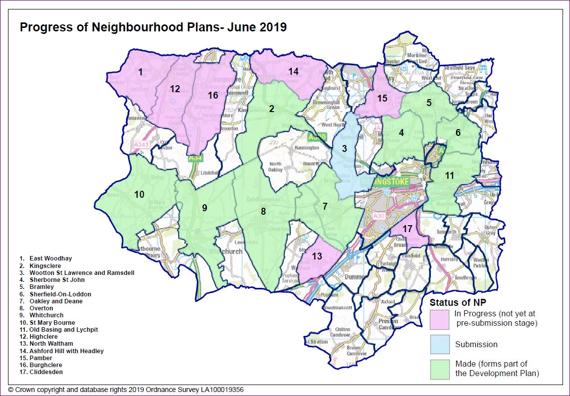 Hannington Parish surrounded by parish councils with Neighbourhood Plans in place