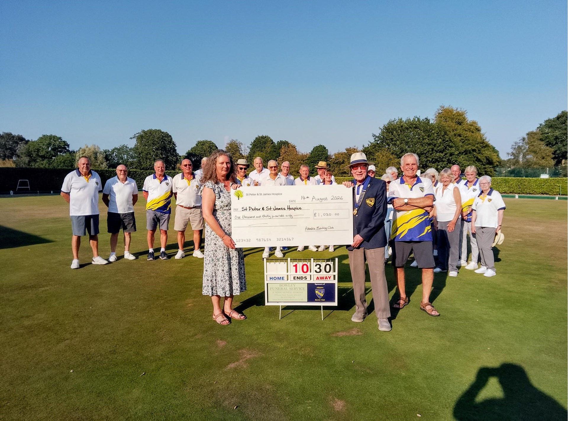 Adastra Bowling Club Donation St Peters and St James Hospice