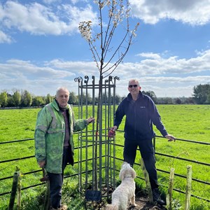Meadow View Cemetery tree guard erectors Cllrs Tony Bracey & David Smith