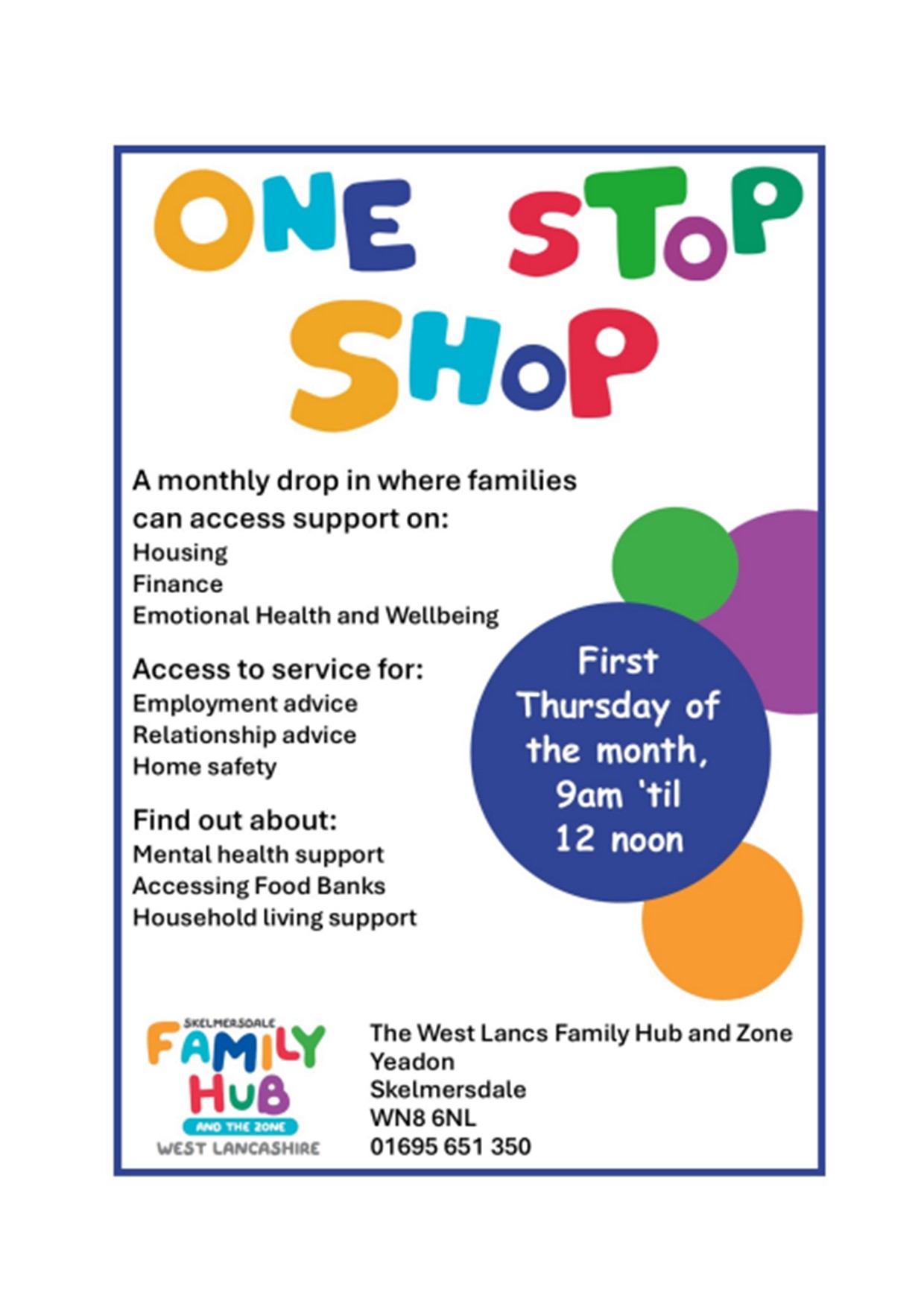 One Stop Shop family hub information