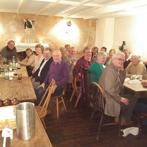 Seniors' dinner 2017; Right table from the left: Kevin Nash, Shirley Rand, Pam Rand, David Crwys-Williams, Fiona Jacob, Helen Bavington, Claire Burton, Felicity Smettem, Perter Smettem, Pam Lloyd, Raymond Lloyd (hidden), Harry Rand