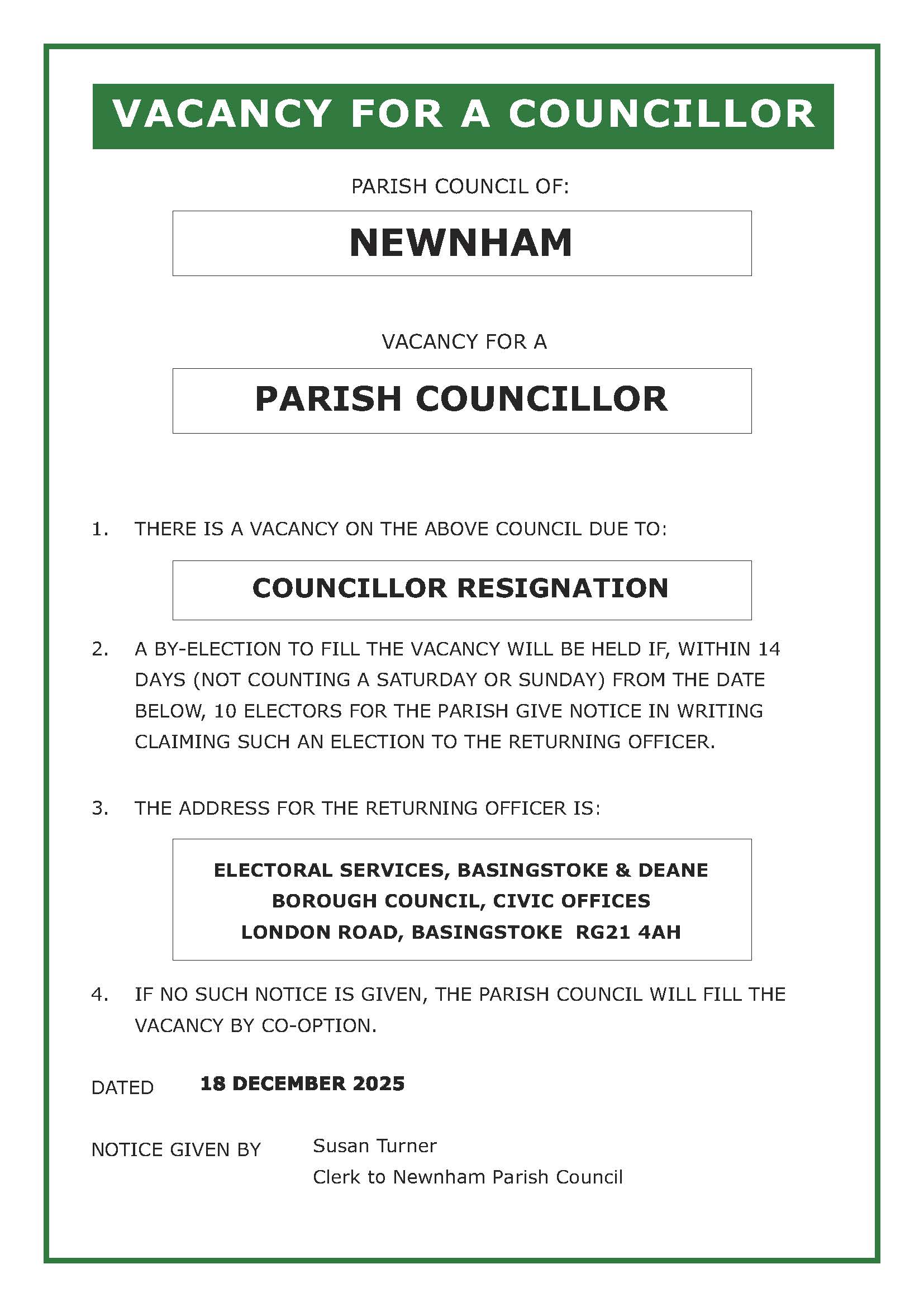 Newnham Parish Council NEWNHAM PARISH COUNCIL