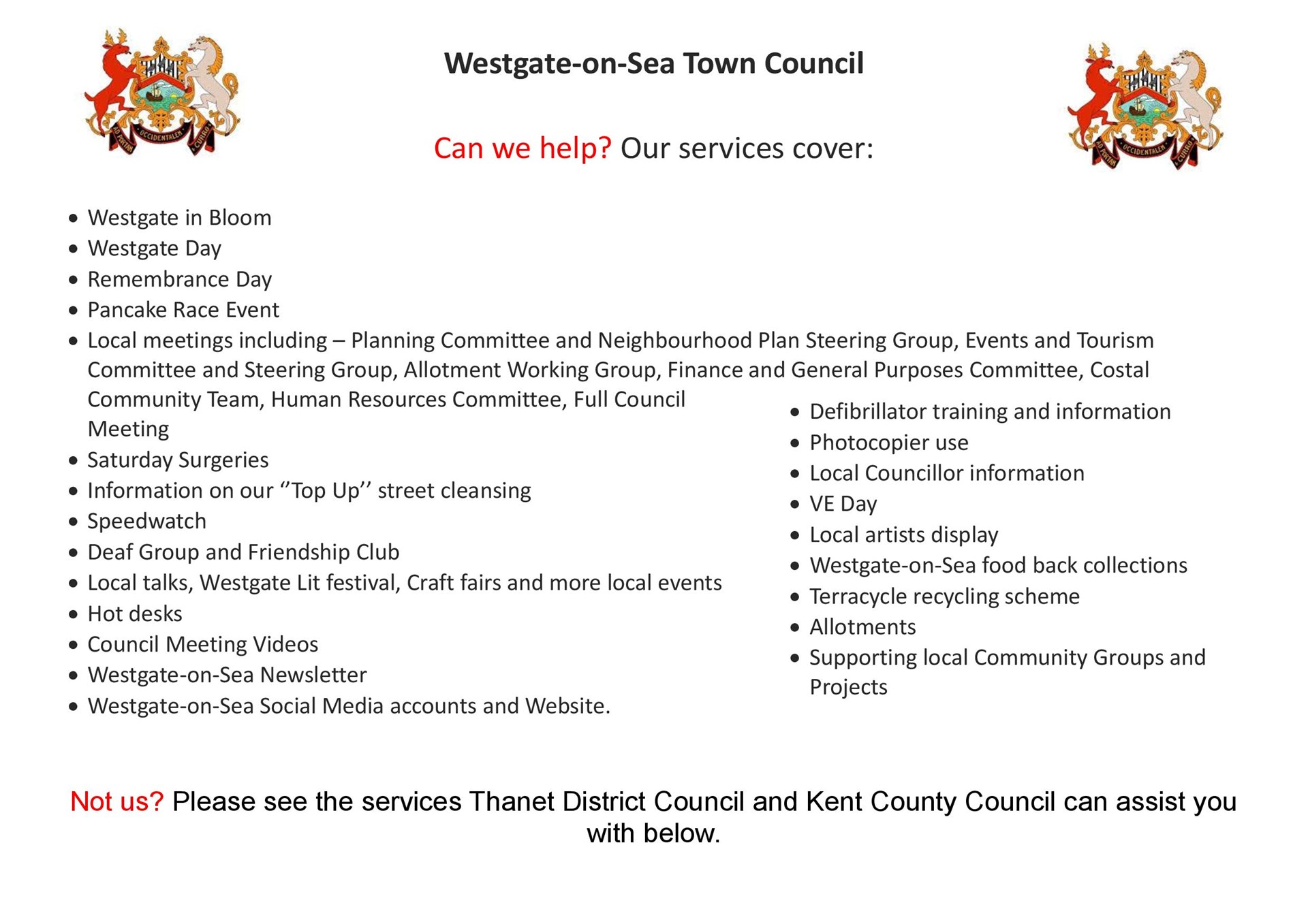 Westgate-on-Sea Town Council Other Useful Contacts