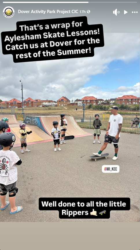 Thank you, Dover Activity Park Project CIC 🛹  We'd like to say a huge thank you for delivering another successful programme of skateboarding lessons at Aylesham Skate Park, funded by the Parish Council.  It was fantastic to see so many local children taking part, gaining confidence, learning new skills and having a great time.  Thank you to the team and coaches for making it such a positive experience for everyone involved.  👏