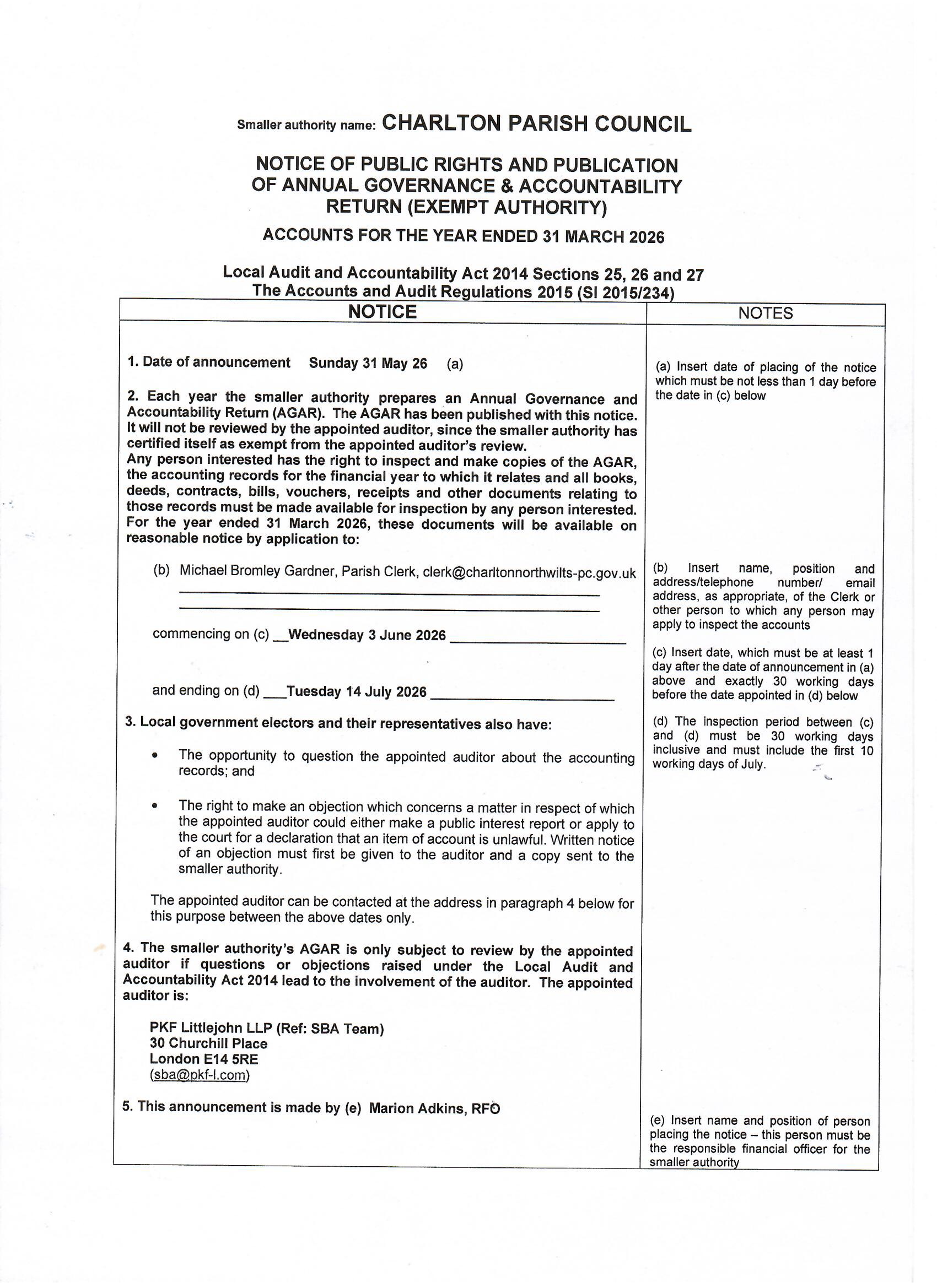 Charlton Parish Council 2025-26