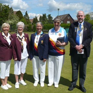 President Mike Geake welcomes Somerset & Surrey County Ladies to Butts Hill July 2014