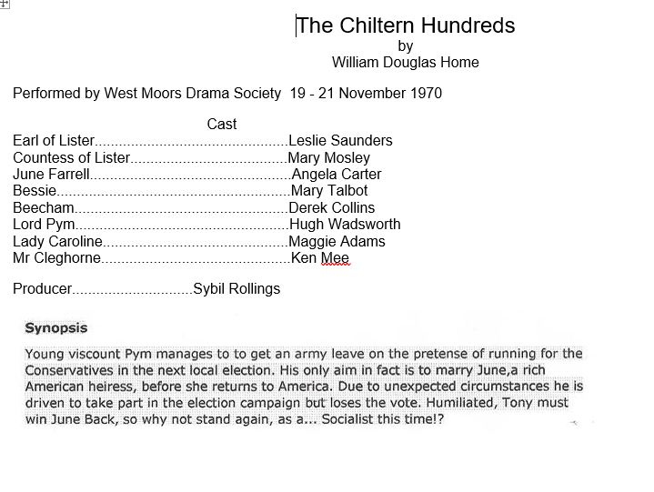 West Moors Drama Society The Chiltern Hundreds