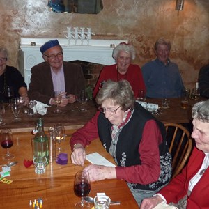 Top table: Eileen Bonson, John Bonson, Andy Tomlinson, Robert Smith with (in front) Ros Boughton (in black and Valerie Smith