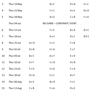 Nuts League Fixtures 2026