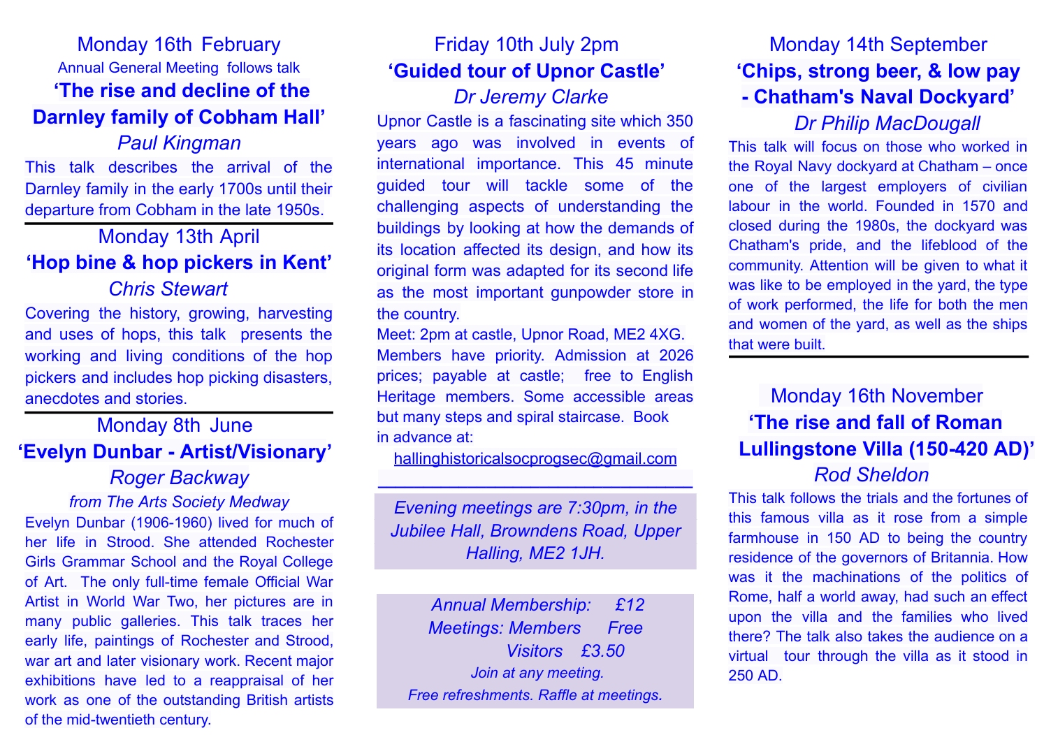 Halling Historical Society 2026 Programme