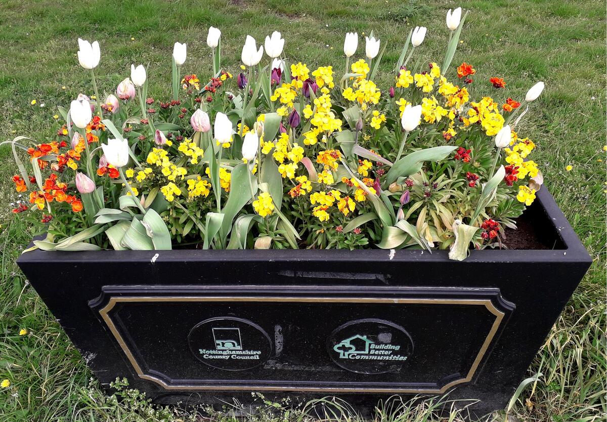 One of the village flower troughs