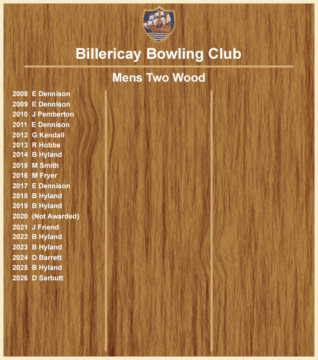 Billericay Bowling Club Mens Two Wood