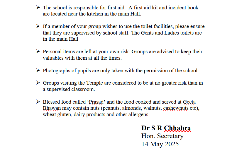 GEETA BHAWAN Risk Assessment for Visit