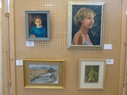 2019 - screen 19 - paintings by Mary Graham, Jane Simants, Patricia Boyd and Maureen Barber (Cheriton Bishop)