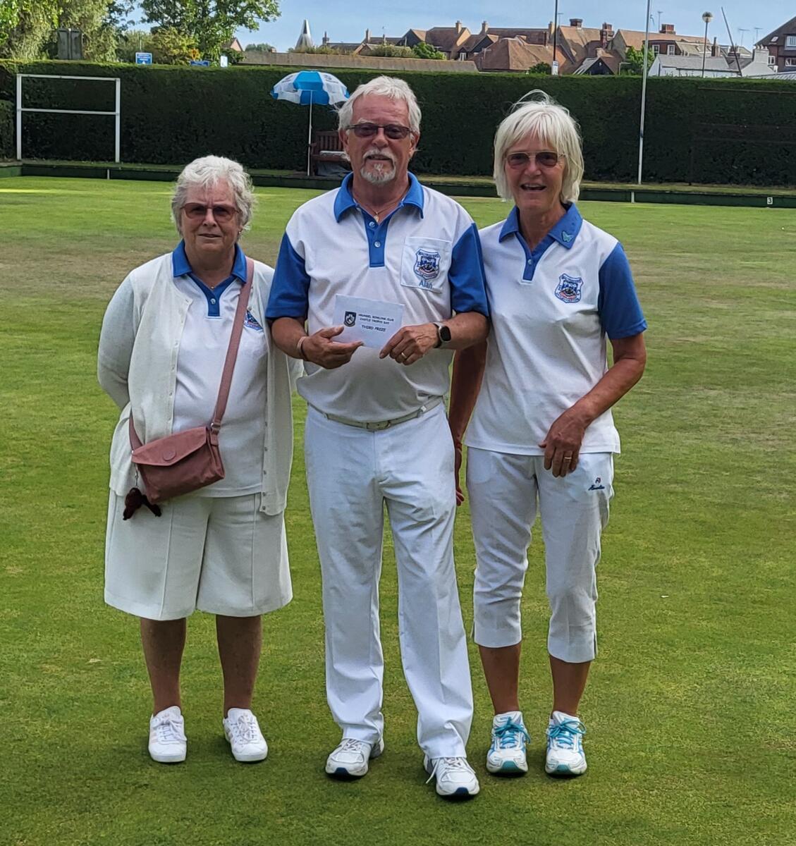 Alan Howe, Sue Dyball and Maz Howe, Runners-up of Group 2 and overall 3rd in the Tournament