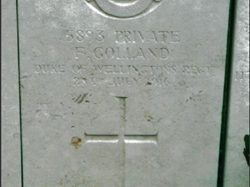 Pte Frank Golland's headstone, British Cemetery Puchevillers, France